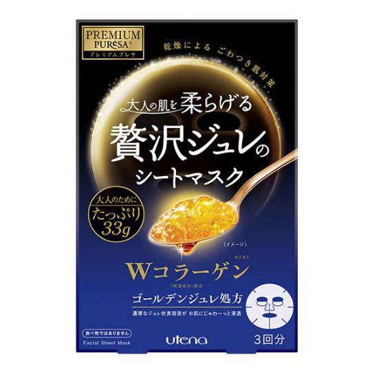 Utena Premium Puresa Golden Jelly Face Mask Collagen 3 Sheets, Japanese Taste