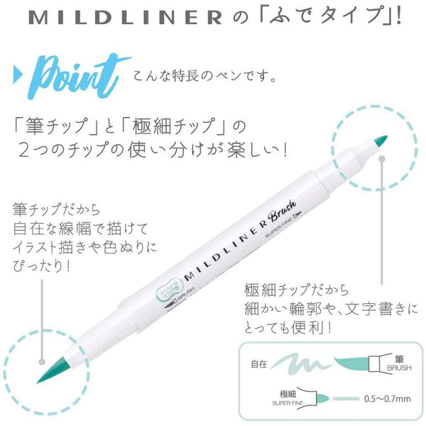 Japan Zebra MildLiner New Brush Double-headed Highlighter WFT8 Soft Brush  25 Colors Optional