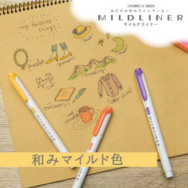 Zebra Mildliner Highlighter Markers Soothing Colors WKT7-5C-RC-N, Japanese Taste